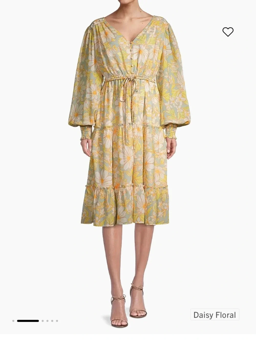 Rachel Parcell Pastel Yellow Floral Tie-Waist Midi Dress - Picture 7 of 8